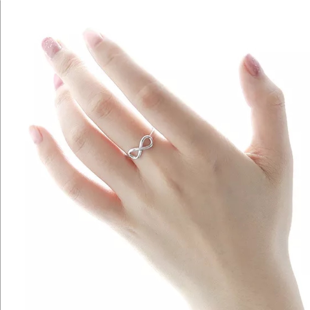 925 Silver Plated Infinity Endless Love Ring SIZES - Picture 2 of 7